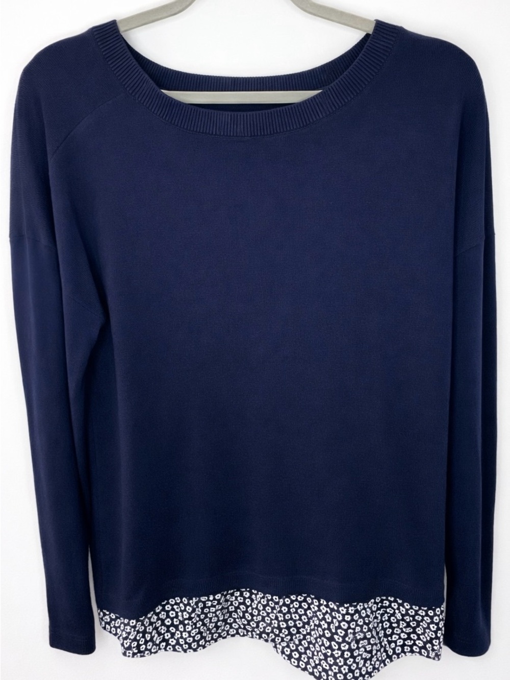 GAP Navy Long-Sleeve Top with Printed Layered Hem